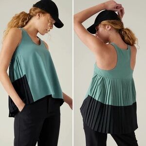 ATHLETA Swing Forward Pleated Sleeveless Tank Top in Deep Ocean Teal Size XS